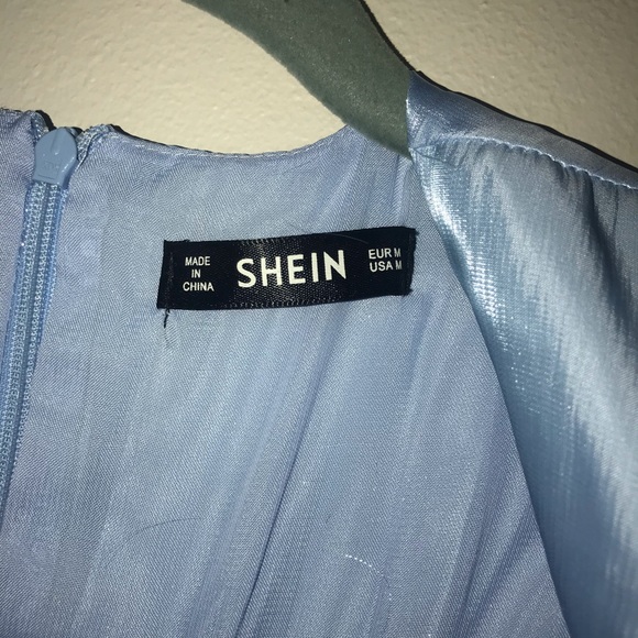 Shein Solid Ruffle Hem Satin Belted Romper - Picture 6 of 9